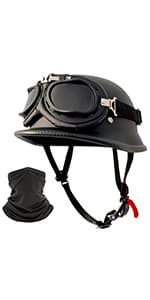German Style Skull Cap Adult Men Women Half Shell Helmet, DOT Approved Retro Half Face Helmet for Cruiser Scooter Chopper (XXL)
