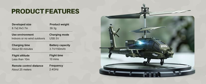 SYMA RC Helicopters, S51H Remote Control Helicopter 2.4GHz Military Army Toys for Boys Girls Kids with Altitude Hold, One Key Take Off/Landing, LED Light, Low Battery Reminder