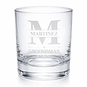 Six groomsmen glasses for larger wedding party gifts Groomsmen Engraved Whiskey Glass Set of 6 B0GM8TX93M