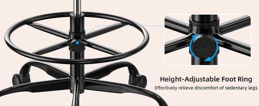 Drafting Chair, Tall Office Chair with Flip-up Armrests Executive Ergonomic Computer Standing Desk Chair, Office Drafting Chair with Lumbar Support and Adjustable Footrest Ring