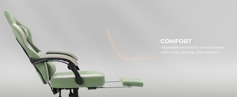 Dowinx Gaming Chair Breathable Fabric Game Chair with Gel Pad and Storage Bag, Comfortable Gamer Chair with Pocket Spring Cushion, Ergonomic Computer Chair with Footrest, Green