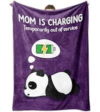 Craftique Gifts for Mom Birthday Christmas- Funny Soft Mom is Charging Blanket- New Moms Gifts for Women, Practical Blanket Throw for Napping Travel, 60”×50”