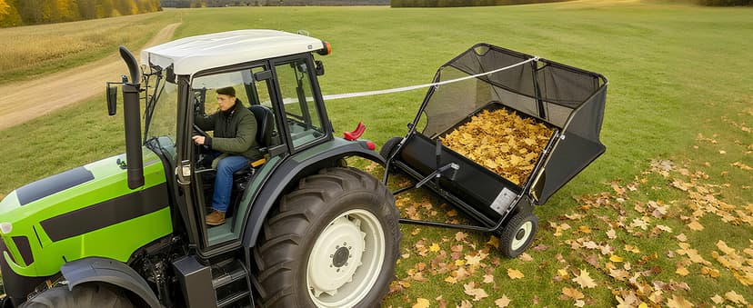 KARHDIR 52 in Tow Behind Lawn Sweeper, 26 cu.ft. Large Yard Sweeper, Adjustable Sweeping Height, Heavy Duty Leaf & Grass Collector with Dumping Rope, Pull Behind Sweepers for Debris Grass Clippings