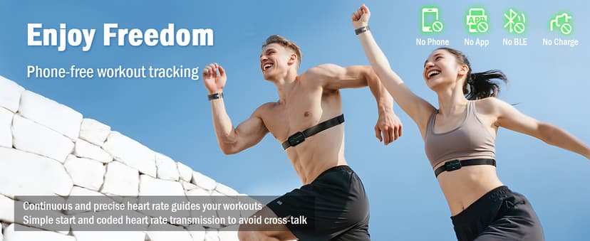 EZON Heart Rate Monitor and Chest Strap, Exercise Heart Rate Monitor, Sports Watch with HRM, Waterproof, Stopwatch, Hourly Chime T007