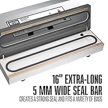 Weston Brands Vacuum Sealer Machine for Food Preservation & Sous Vide, Extra-Wide 5mm Bar for Sealing Bags up to 16" Wide, 935 Watts, Commercial Grade Pro 2300, Stainless Steel (65-0201)