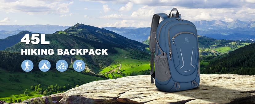 MIYCOO Backpack - Ultra Lightweight Packable Backpack for Travel Camping, 45L Hiking Back Pack Waterproof Foldable Daypack for Men Women Blue