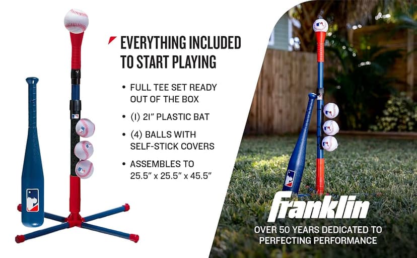 Franklin Sports Grow-with-Me Kids Baseball Batting Tee + Stand Set for Youth + Toddlers - Youth Baseball, Softball + Teeball Hitting Tee Set for Boys + Girls B07HJSHT8P