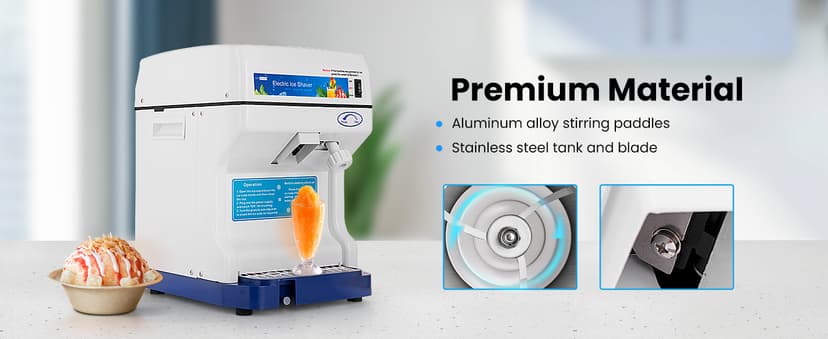 VIVOHOME Electric Ice Crusher Shaver Snow Cone Maker Machine 265lbs/hr for Home and Commercial Use Blue