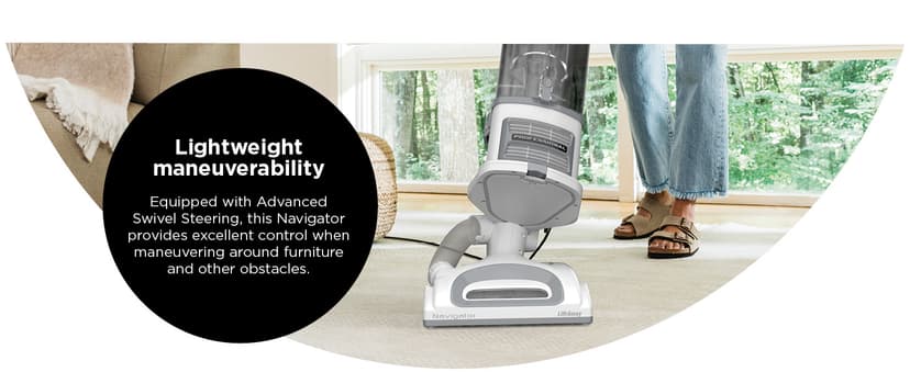 Shark | Upright Vacuum Cleaner | Navigator Lift-Away | Swivel Steering | HEPA Filter | Vacuum for Pet Hair | Crevice Tool & Dusting Brush Included | For Carpets & Hard Floors | White/Silver | NV356E