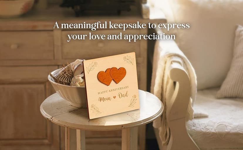 Happy Anniversary Card for Parents - Wood Parents Anniversary Card Gifts from Daughter Son, Wedding Gifts Anniversary for Parents, Anniversary Cards Gift for Mom and Dad