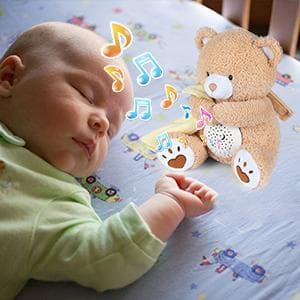 BEREST Baby Sleep Soother Bear, Mom's Heartbeat & Lullabies White Noise Machine, Nursery Decor Night Light Projector, Toddler Crib Sleeping Aid, Newborns Shower Gifts Portable Teddy