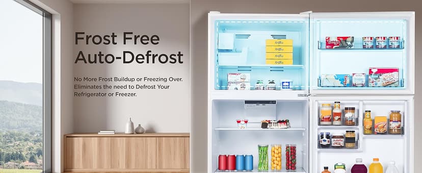 BLACK+DECKER 20.1 Cu. Ft. Top Mount Refrigerator with Ice Maker, 2-Door Refrigerator with Top Freezer, Freezer with Icemaker and Adjustable Temperature Control, BR2010JIMW, White