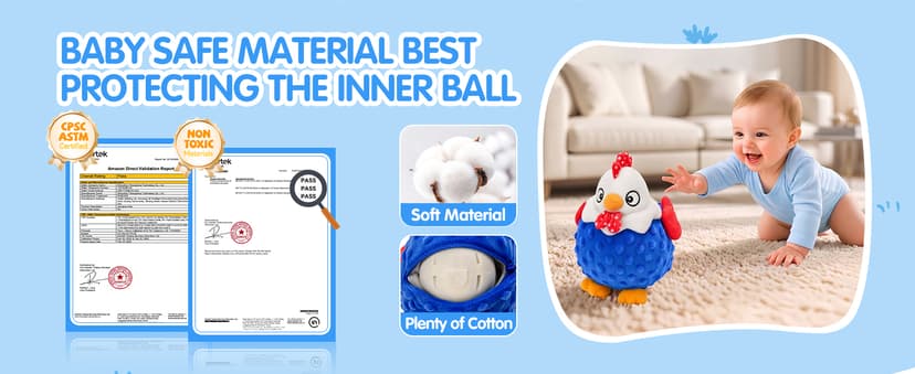 Baby Crawling Toys 40 Songs, USB Rechargeable Moving Toy for Tummy Time, Sensory Play & Baby Shower & 1 Year Old Gifts SAIMAND Baby Toys 12+ Months-Musical Moving Plush Chicken with Voice Replay B0GZ2SP7WS