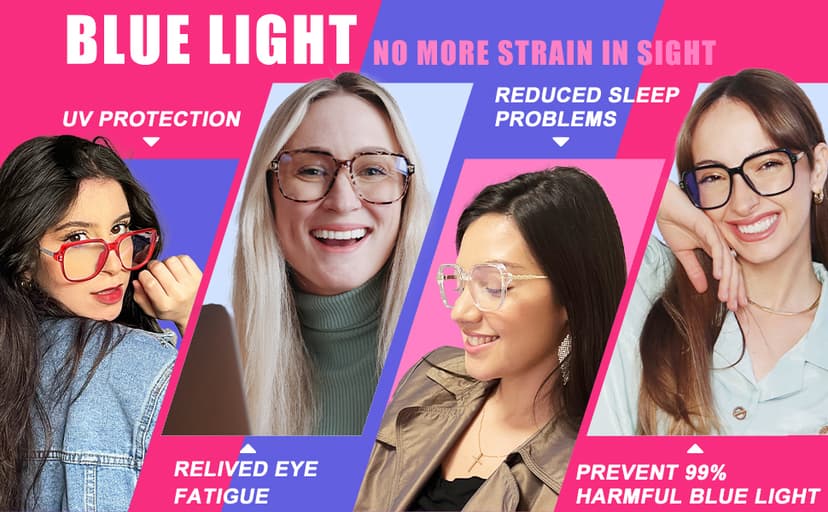 VISOONE Oversized Blue Light Blocking Glasses with Chic Square TR90 Frame and Metal Temple for Women Men REMY