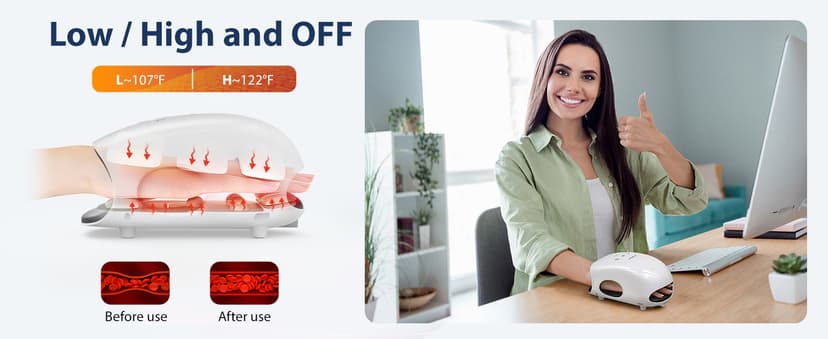 CINCOM Hand Massager - Cordless Hand Massager with Heat and Compression for Arthritis and Carpal Tunnel, Gifts for Women(White)