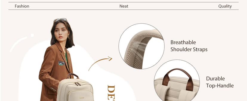 GOLF QUALITY Travel Backpack for Women Personal Carry On Bag Business Weekender Hiking Multilayer Laptop Bag,16 Inch,Apricot