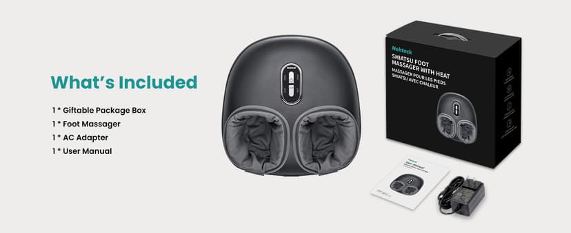 Nekteck Shiatsu Foot Massager with Heat, FSA Eligible Deep Kneading Therapy Air Compression, HSA Feet Massage Improve Blood Circulation Foot Wellness Soothing Pain Relief, Relax for Home Office Use