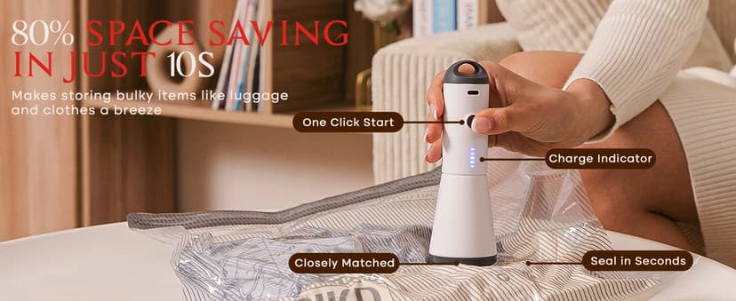 Vacuum Bags for Travel with Rechargeable air Pump, 15 Pack Carry-on Size Compression Packing Bags for Luggage and Suitcase, Space Saver for Clothes and Clothing Travel