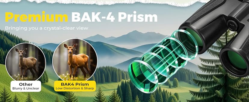 10x42 UHD Binoculars for Adults High Powered Waterproof Large View with Clear Vision & Compact Binocular Essentials for Hunting Camping Cruise Travel Bird Watching Sports
