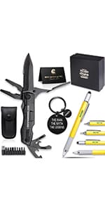 Gifts for Men - 6-in-1 Gift Set with Stainless Steel Tumbler,Multi-Tool Knife,LED Gloves & Tool Pen Keepsake Box | Last Minute Birthday, Father's Day Anniversary Box Gifts for Dad,Husband