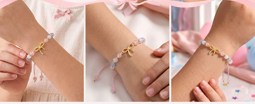 UPROMI 8/9/10 Year Old Girl Birthday Gifts - Bow Crystal Bracelet B0HD6CWC7K