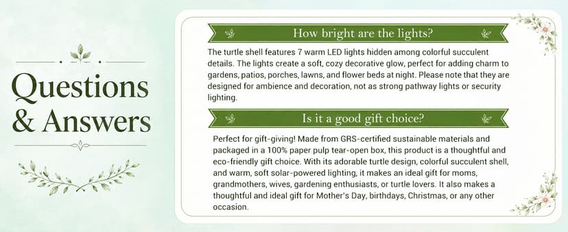 Nacome Solar Garden Outdoor Statues Turtle with Succulent and 7 LED Lights - Lawn Decor Tortoise Statue for Patio, Balcony, Yard Ornament - Unique Housewarming Gifts