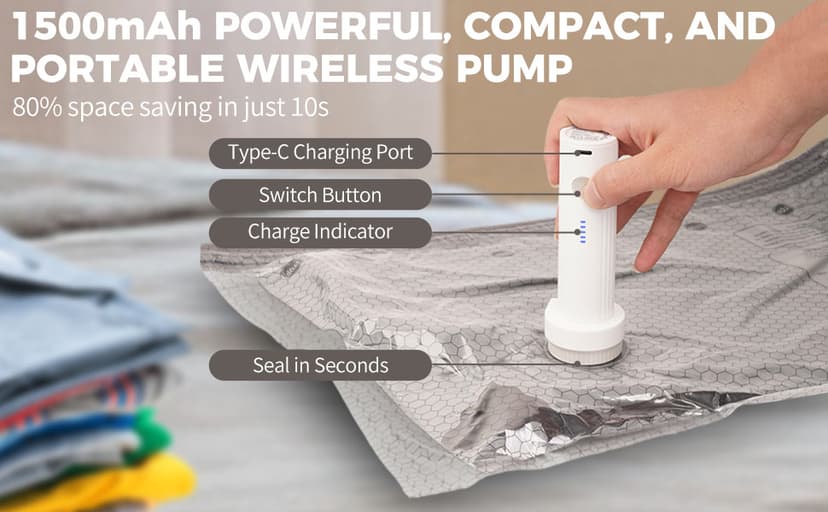 12 Pack Vacuum Storage Bags for Travel with Electric Pump - (3J+3L+3M+3S) Vacuum Seal Bags for Clothing Travel, Space Saver Compression Packing Bags for Luggage, Clothes, Bedding