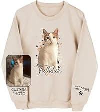 Personalized Pet Photo Design, For Pet Lovers, Everyday & Holiday Wear, Soft Cotton Blend, Meaningful Gift Custom Sweatshirt, Dog Mom & Cat Mom Sweatshirt, Pet Photo Gift B0CN32WK1K