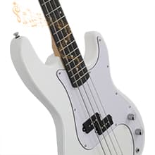 GLARRY Full Size Electric Bass Guitar Beginner Kit 4 String Exquisite Basswood Bass with 20W AMP, Cable, Strap, Bag and Accessories (White, 39"Right Handed)