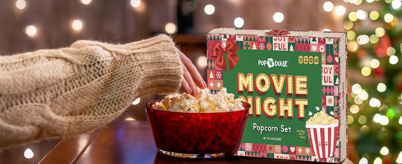 Movie Night Gift Baskets Popcorn Gifts for Christmas Holiday Gift Christmas Gift Sets, 5 Gourmet Popcorn Kernels and 5 Popcorn Flavoring, Non-GMO Popcorn Gifts - 10 Pack