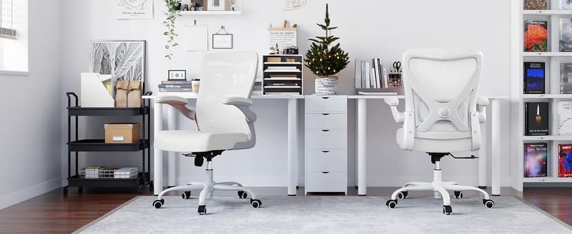 White Office Chair for Big and Tall People - 400lbs Wide Seat Computer Desk Chair Gaming Ergonomic High Back Cushion Lumbar Support with Comfy Mesh Swivel Rolling Home Task Chair