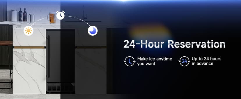 Commercial Under Counter Ice Maker with Drain Pump, Produces 85Lbs Daily Output, 24Lbs Storage Capacity, Self-Cleaning, 24H Timer, Built-in Freestanding Design, Ice Machine for Home, Bar, Cafe
