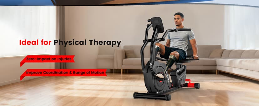 Recumbent Exercise Bike, Stationary Recumbent Exercise Bike for Home with Arm Exerciser, 16-Level Magnetic Resistance, Bluetooth App, LCD Monitor, Heart Rate, Heavy-Duty Frame