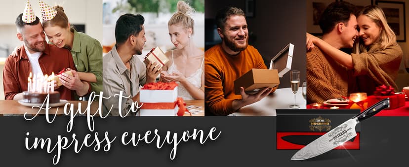 Anniversary Men Gifts for Him Husband, 8 inch Professional German Stainless Steel Chef Knife, Engraved Best Husband Ever Knife Gift, Christmas Anniversary Birthday Gifts for Men Husband