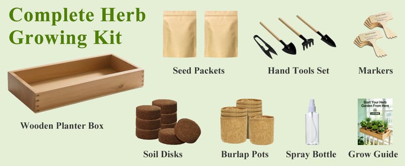 Indoor Herb Garden Kit, Culinary Herb Starter Kit with Seeds & Tools for Beginners, Kitchen Decor, House Warming Gifts for New Home, for Christmas, Ultimate Birthday Gifts for Women Men Mom Dad B0GR93MPX1