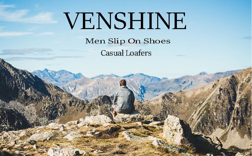 Venshine Mens Walking Shoes Leather Lightweight Breathable Casual Slip On Loafers