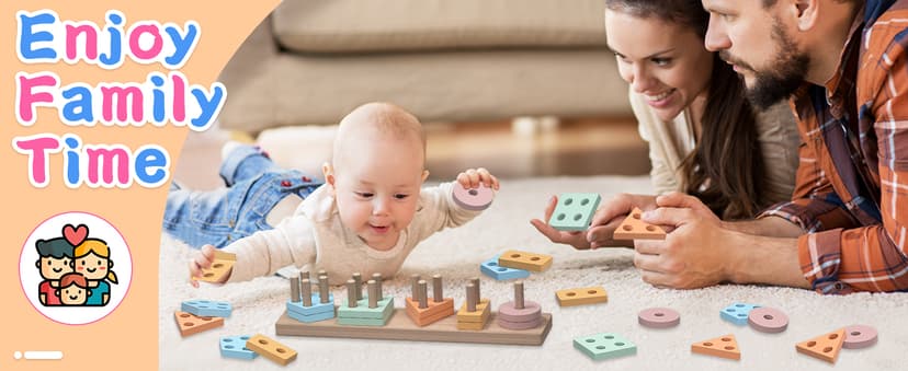 Toddler Toys 1-2 2-3, Shape Sorter, Wooden Block, Learning Educational Sensory Stacking Toy, Toddler Puzzles, Birthday Gifts kecristv Montessori Toys for 1 2 Year Old Girl and Boy Birthday Gifts B0DGLCPPF4