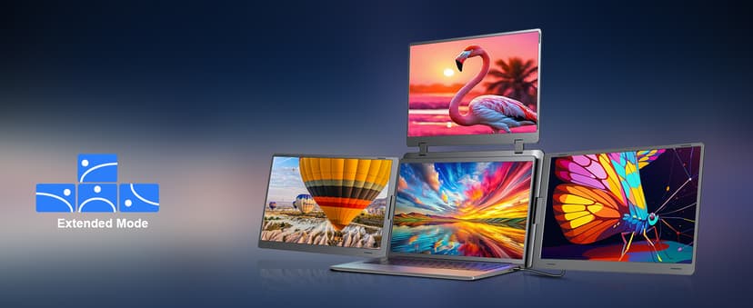 16" Triple Screen Portable Monitor for Laptop, FHD 1200P Laptop Screen Extender, 1 Cable for 3 Screens Quad Monitor, Extra Travel Computer Monitor for 12-18.5" Laptop, Fit for Win and Mac-S788 Pro