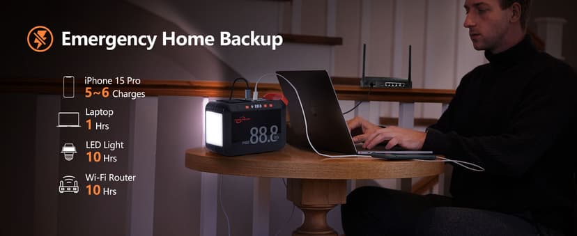 POWSTREAM 24000mAh Solar Generator with AC Outlet 120W Peak, 88.8Wh Portable Power Station with Panels 21W Included and Camping Lantern 248LM, Solar Powered Power Bank for Outdoor Camping Home Backup