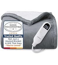 Bedsure Heated Blanket Throw Blanket - Fast Heating Electric Blanket, Soft Flannel Heated Throw with 4 Time Settings, 6 Heating Settings, Warm Gifts for Grandma Grandpa (50x60 inches, Dark Grey)
