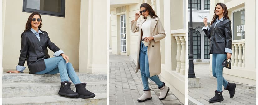 Hsyooes Womens Warm Fur Lined Winter Snow Boots Waterproof Ankle Boots Outdoor Booties Comfortable Shoes for Women