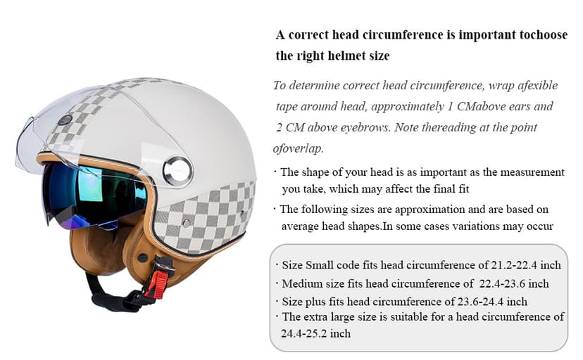 Dual Visor 3/4 Open Face Motorcycle Helmet for Men & Women, DOT Approved Unisex Retro Half Helmet,Motorbike Casco for Moped Cruiser Bobber and Chopper