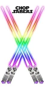 Lightsaber Chopsticks Light Up - LED Glowing Light Saber Star Wars Chop Sticks - Reusable Sushi Lightup Sabers Chopstick Set Of 1 Blue Pair