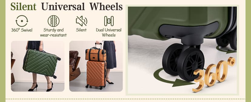 Eeeza Luggage Sets 5 Piece, Suitcases with Wheels, ABS Hard Case Luggage with TSA Lock Spinner Wheels, Carry On Luggage Set(5 Piece Sets (20"/24"/28"/DB/TB))