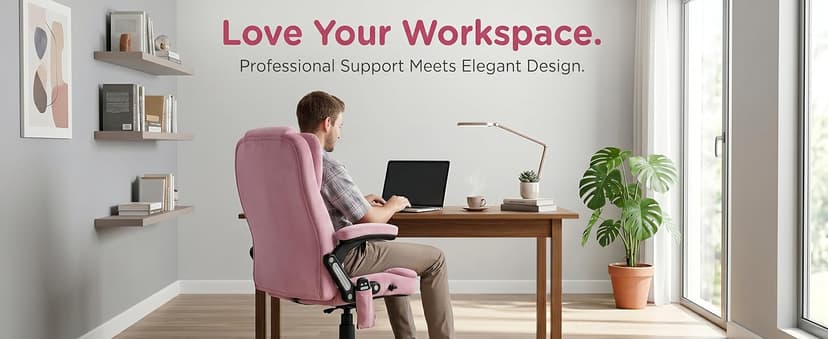 HOMCOM Executive Office Chair with 6 Points Vibration Massage and Heated Lumbar Support, Velvet High Back Computer Chair with Reclining Backrest, Tilt Function and Padded Armrests, Pink