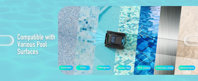 (2026 Upgraded) Robotic Pool Cleaner, Cordless Pool Vacuum for Inground & Above Ground Pools, 120-Min Battery Life, 5000 GPH Suction, Cleans Floor/Wall/Waterline, for Up to 1800 Sq.Ft Pool,Deep Black.