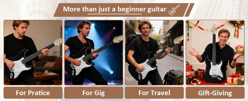 Jdfdexc Electric Guitar 39" inch Complete Beginner Starter kit Full Size with Amplifier,Complete Starter Set for Newcomers Electric Guitar Kit with Bag,Capo, Strap, String,Cable, Picks