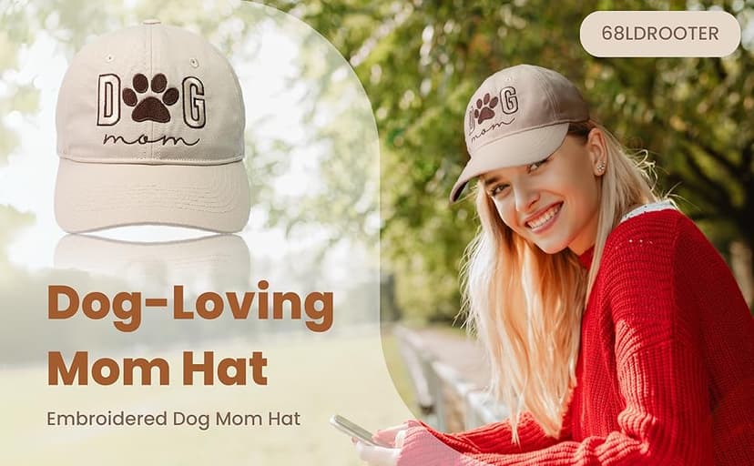 Women's Embroidered Dog Mom Hat Adjustable, Embroidered Baseball Cap for Women, Birthday Gifts for mom Black