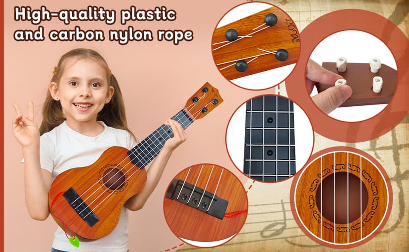 Kids Toy Ukulele Guitar,17 Inch Classical Guitar Musical Toy,4 Strings Guitar Ukulele Educational Learning Toy for Toddlers and Preschoolers