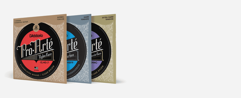 D'Addario Pro Arté Nylon Classical Guitar Strings, EJ45, Normal Tension, 6-String Set, Pack of 1